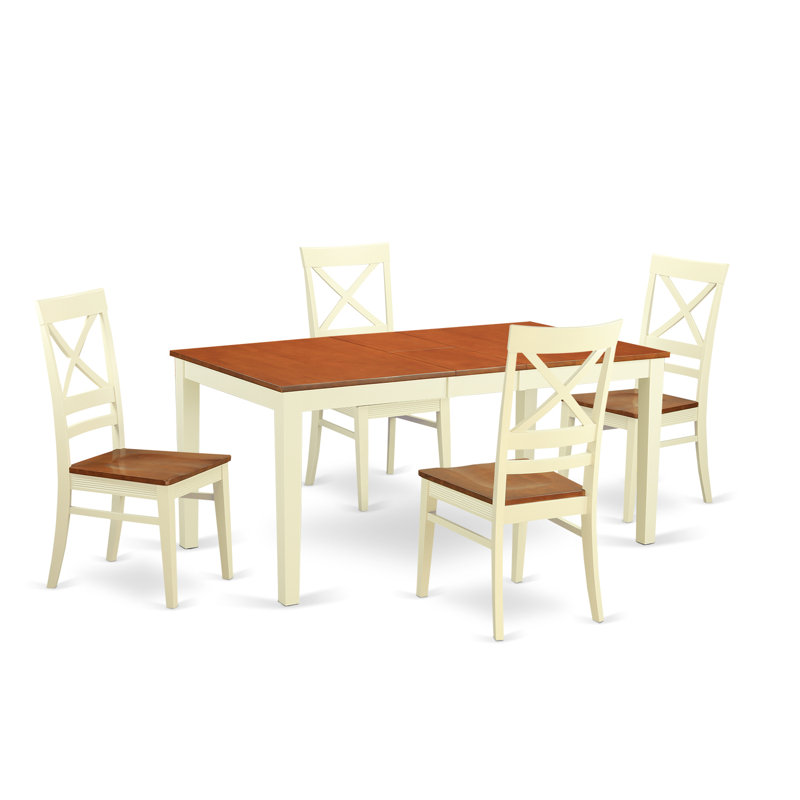 L'ensemble de salle à manger 5 pièces comprend une table de salle à manger rectangulaire avec feuille papillon et 4 chaises de cuisine, babeurre et cerise