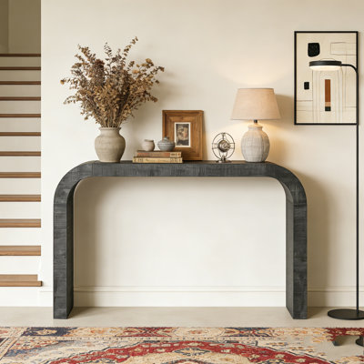 52" Wood Console Table with Curved Edge
