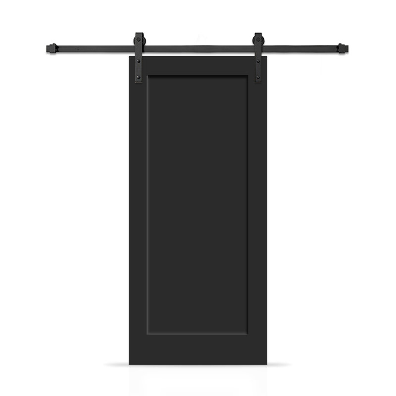 Porte de grange coulissante moderne en composite 1 panneau avec ensemble de quincaillerie, 42 po x 96 po, Noir
