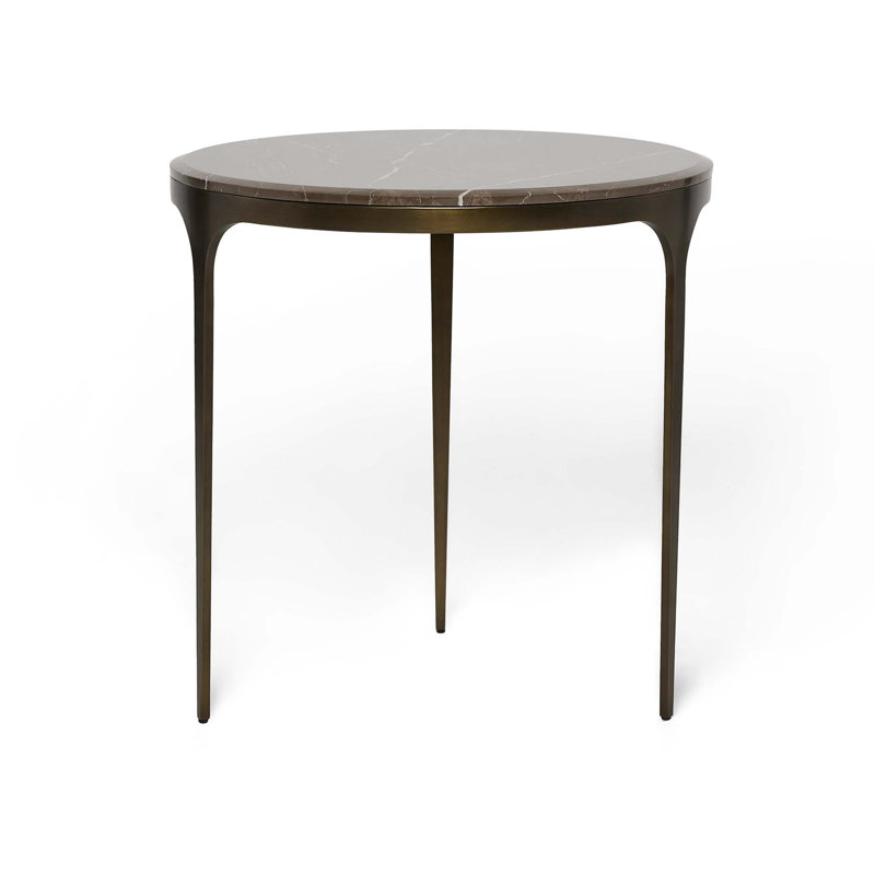 Camilla Marble End Table, Matte Black, Terra Brown, 22" H x 20" W x 20" D