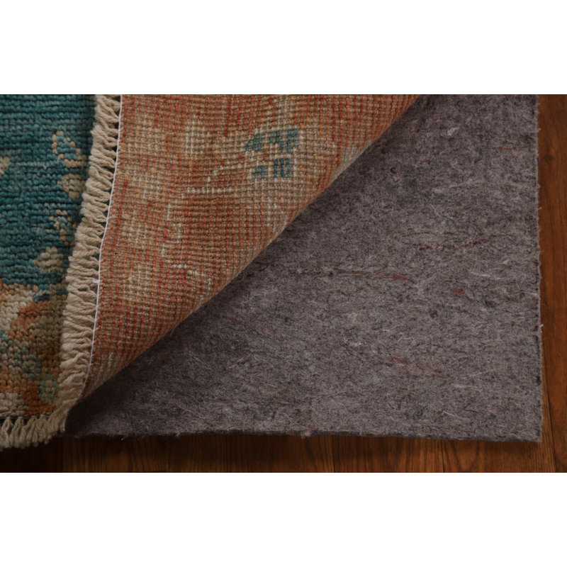 Tapis vert en laine noué à la main de conception unique 2 pi 0 po x 4 pi 0 po New Age