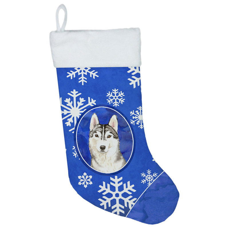 Chaussette de noël winter flocons de noël, Husky sibérien