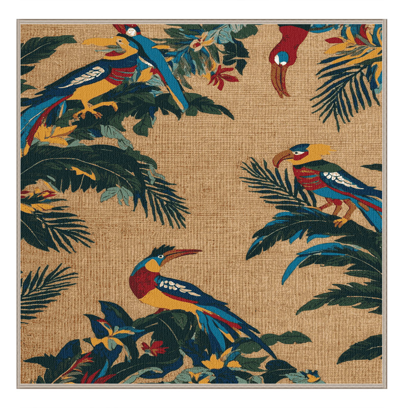  Washable Paradise Birds Hawaiian Area Rug, Rectangulaire 2 pi x 3 pi