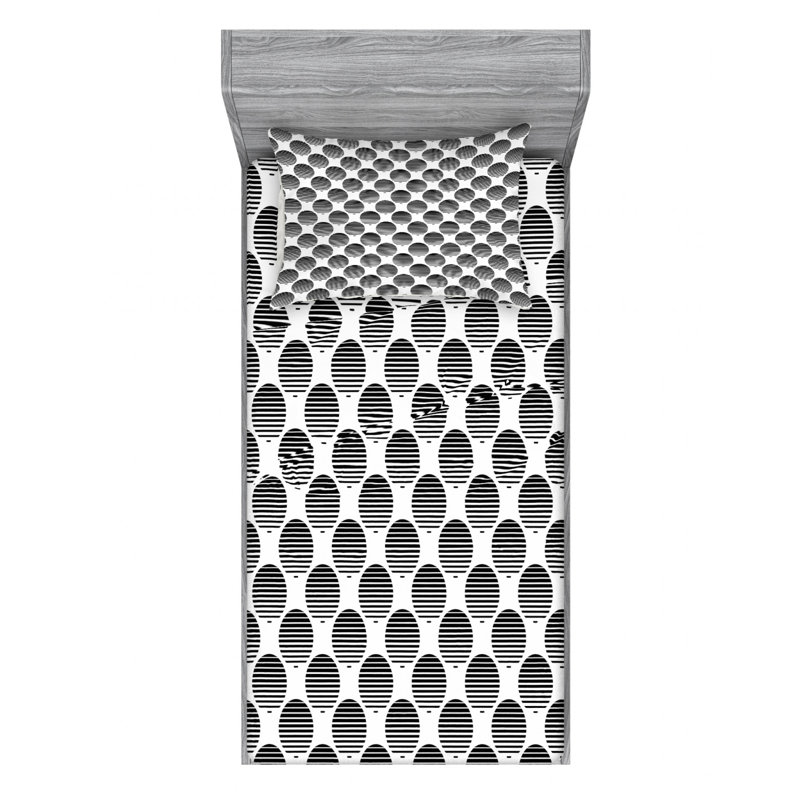 Microfiber Geometric Sheet Set, Twin Sheet Set with Fitted Sheet
