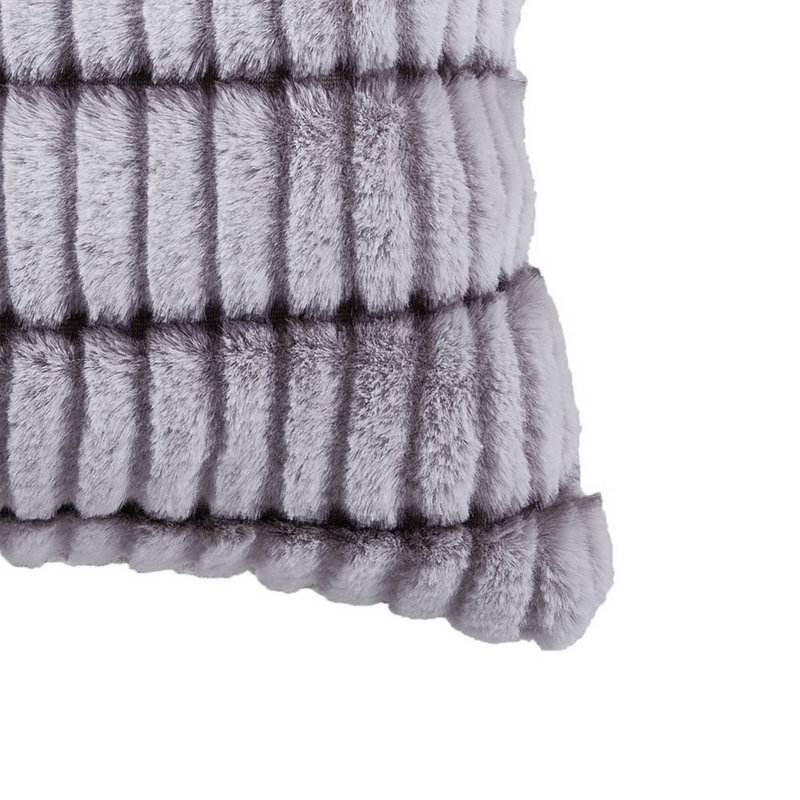 Henry 20" x 20" Gray Textured Faux Fur Throw Pillow