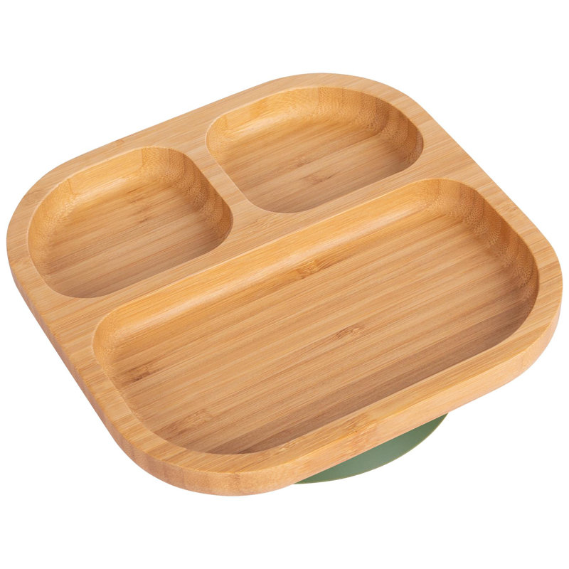 Tiny Dining - Divided Bamboo Suction Plate, Yellow