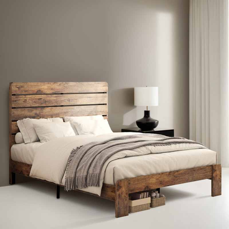 Drayden Platform Bed with Headboard, Footboard and Wood Frame, Queen