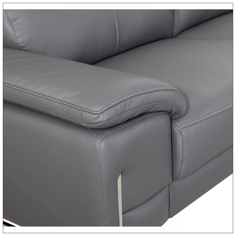 Causeuse en cuir italien Global United, Gris foncé