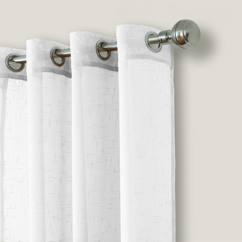 Prins Solid Sheer Indoor/Outdoor Grommet Single Curtain Panel, 114" W x 108" L, White