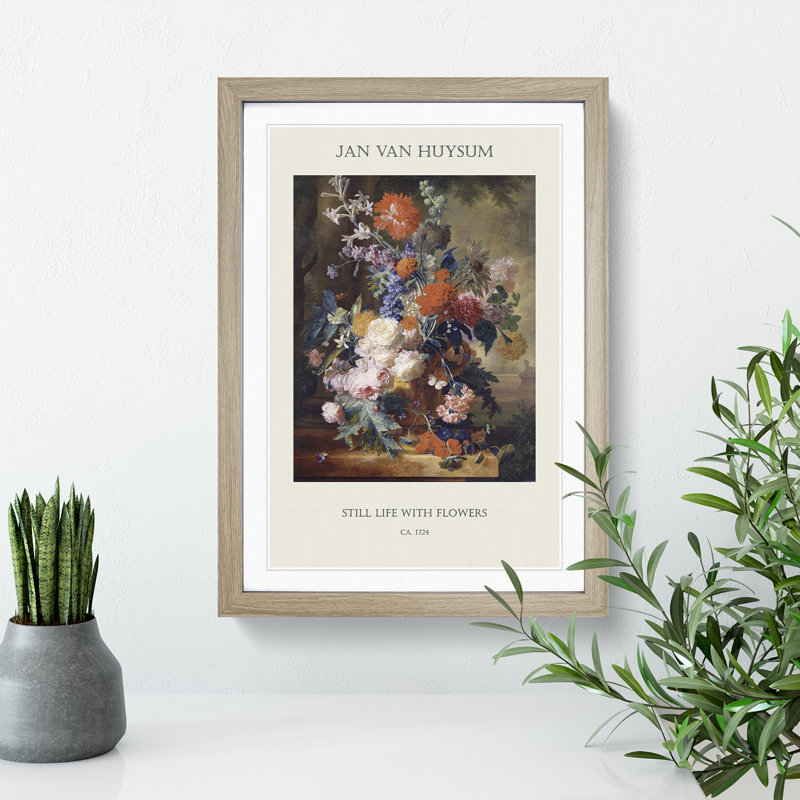 Still Life With Flowers Vol.3 by Jan Van Huysum - Single Picture Frame Print, Oak Framed, 65cm H x 48cm W x 2cm D