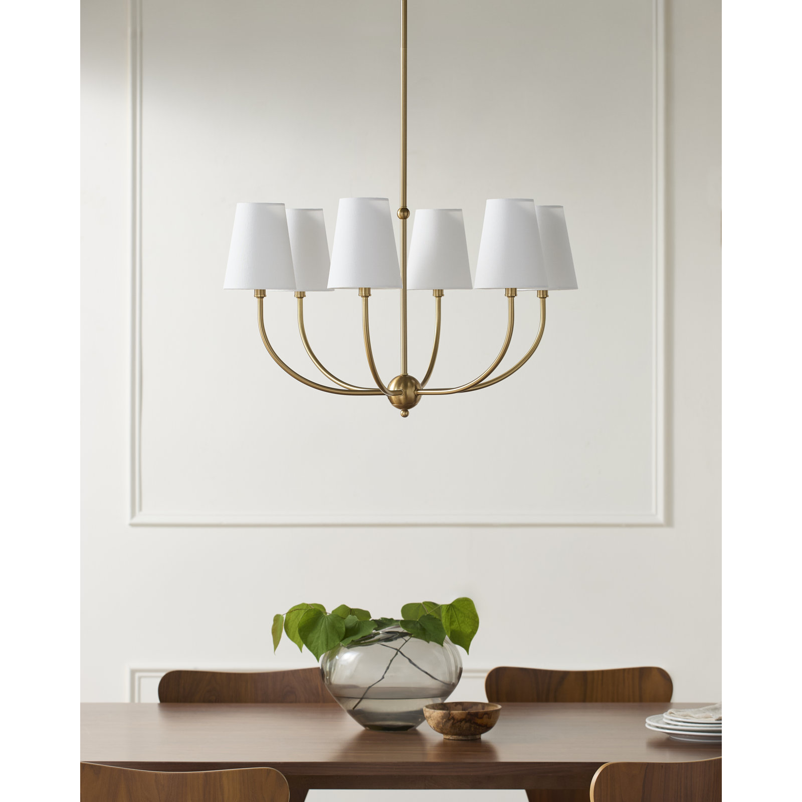Zandy Chandelier, Brass, 6, 16" H x 29" W x 29" D
