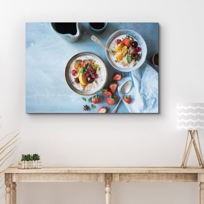 Kitchen Food " Oatmeal With Strawberries, Oranges And Cherries Fruit "