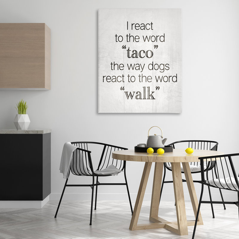 Drôle de peinture sur toile, "React To Taco" par Daphne Polselli, H 48 po x l 36 po