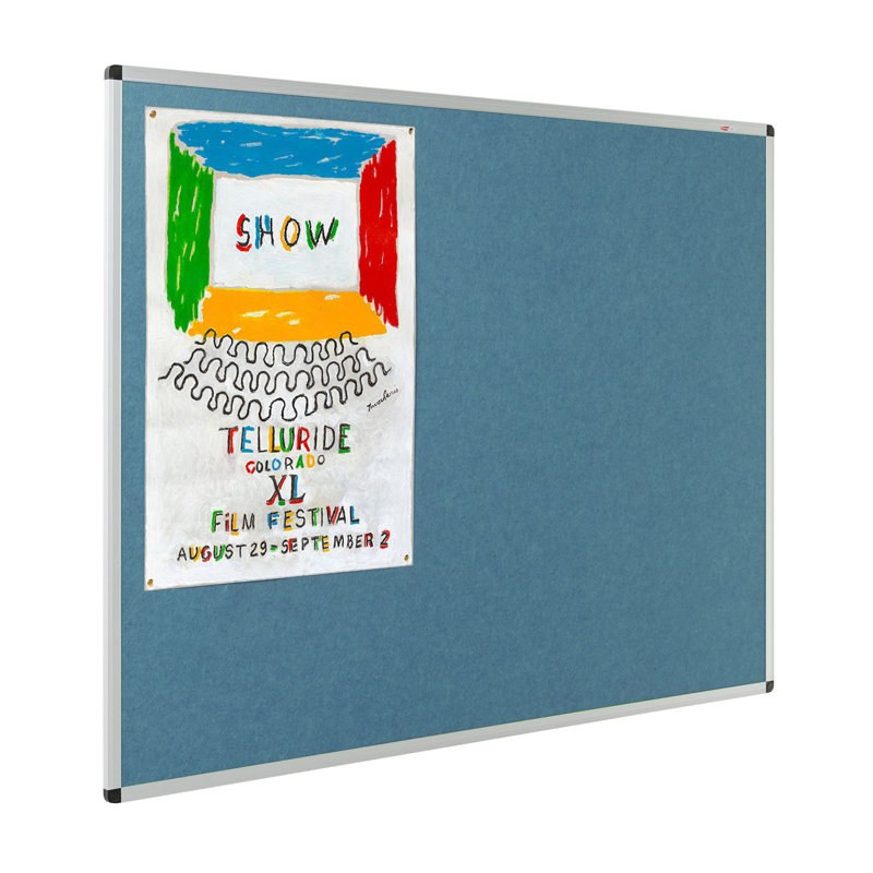 Aluminium Framed Resist-a-Flame Bulletin Board, 120cm H x 240cm W, Light Blue