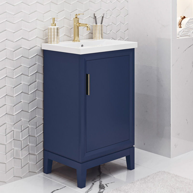 Ensemble de meuble-lavabo simple 21 po Finkbeiner, Bleu monarque, Doré