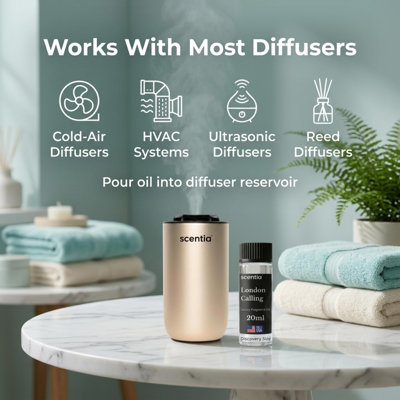 Scentia Resort Diffuser Oil Inspired By Ferrari - 20 Ml 0.67 Fl Oz - Essential Oil Blendwith White Tea, Cedarwood & Soku Lime For Aromatherapy Diffusers And Humidifiers - London Calling