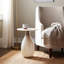 Table d'appoint avec plateau en marbre et base en verre artistique - Table de bout étroite pour la chambre à coucher ou le vestibule - Meuble décoratif rond contemporain - Blanc-1602470924