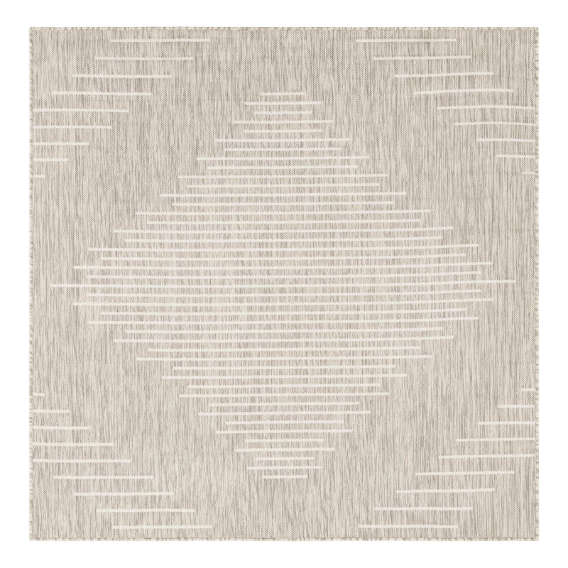Tapis intérieur / extérieur gris Ava-Mary, Carré 6 pi 1 po