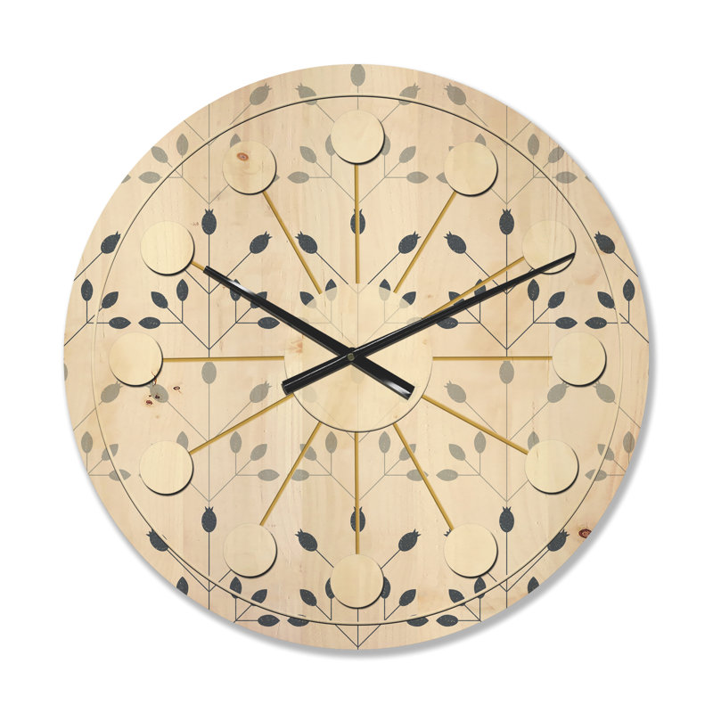Horloge murale en bois Floral Botanical, Moyenne