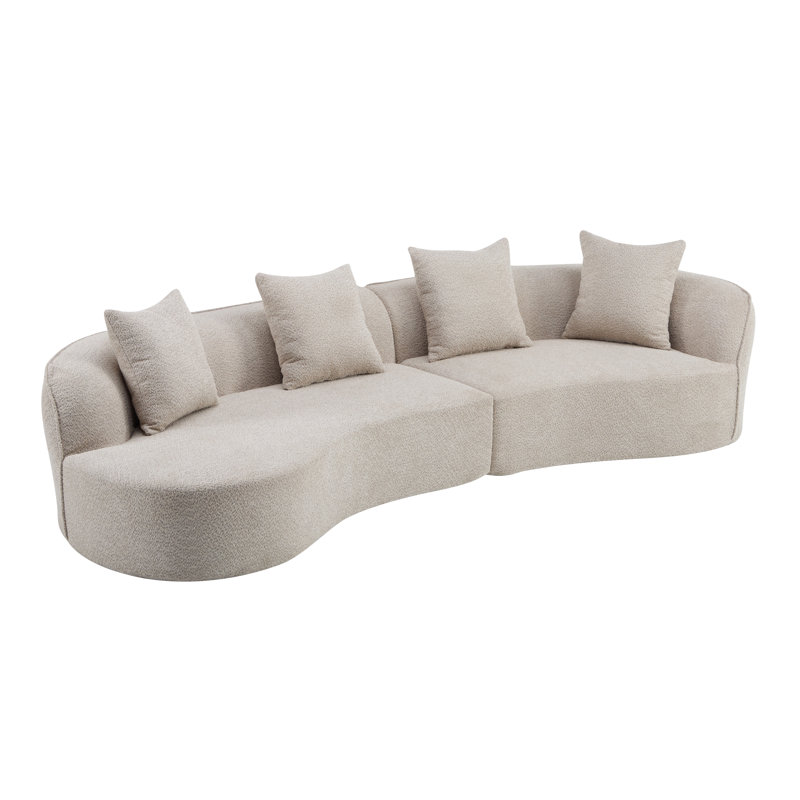 Hession 126" Modern Compression Curved Sectional Sofa, Almond Polyester