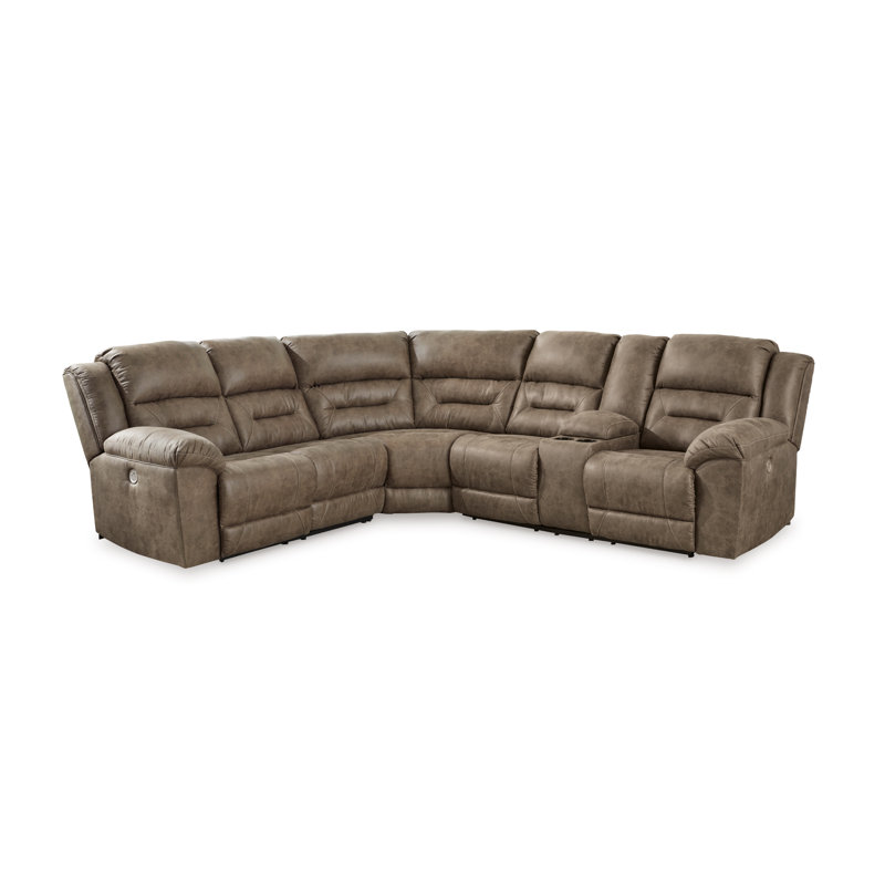 Jaydene Faux Leather Power Reclining L-Shaped Sectional, Left Hand Facing