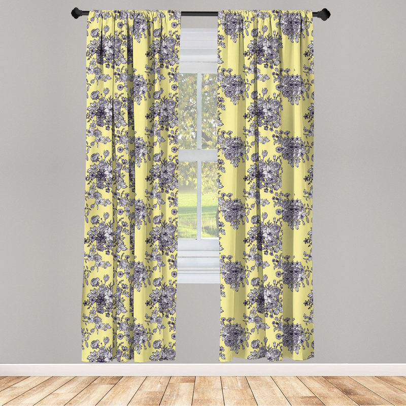 Floral Semi-Sheer Rod Pocket Curtain Panels, 28" x 63"