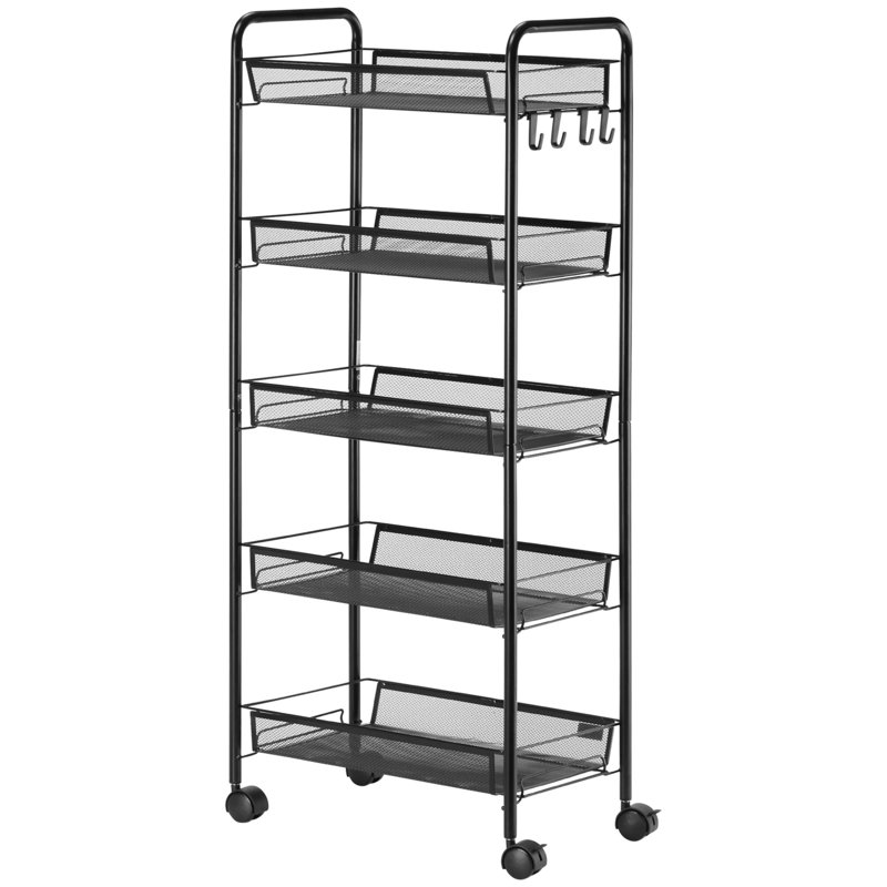 5 Tier Utility Rolling Cart(No Include Stool)