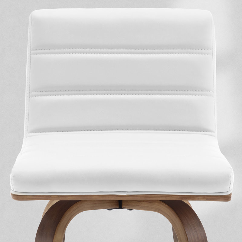 65 CM Swivel Bar Stools With Back Faux Leather Upholstered, White, 2