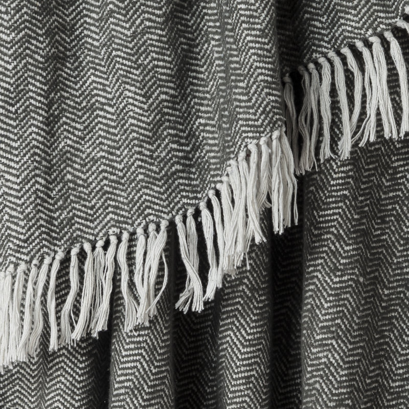 Jeté en coton à chevrons noir et blanc 50 "X 60"