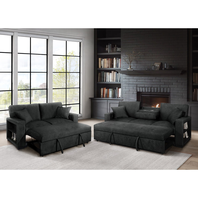 Lit escamotable 2 pièces Bertha noir, Noir