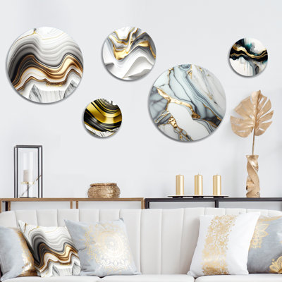 Abstract Geode Waves Gray III - Modern Waves Metal Wall Décor