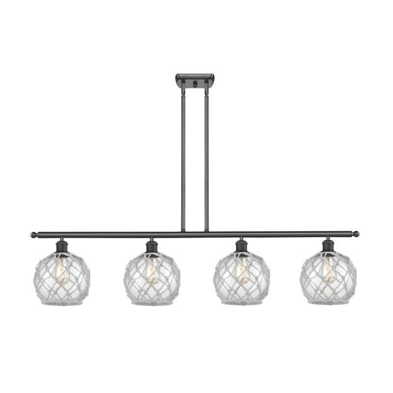 Luminaire suspendu linéaire à 4 lumières pour îlot de cuisine Hillhouse, Brun mat, Ampoule DEL 6 watts Vinage