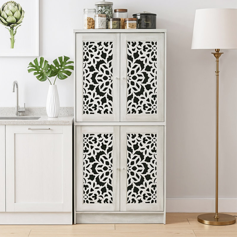 Arrastia Traditional 61.5" H 4 Door Kitchen Pantry, Gray