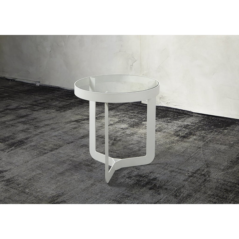 House Of Heritage Glass Top End Table, White