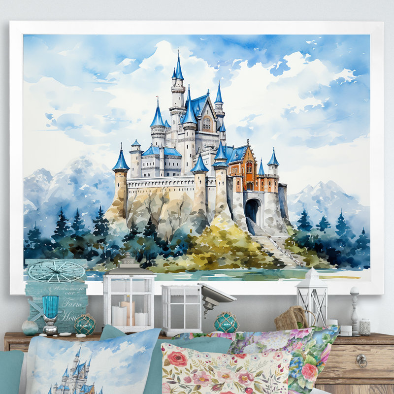 Fortress Castle In The Mountains - Castles, art mural, Cadre flottant brun, H 12 po x l 20 po x P 1 po
