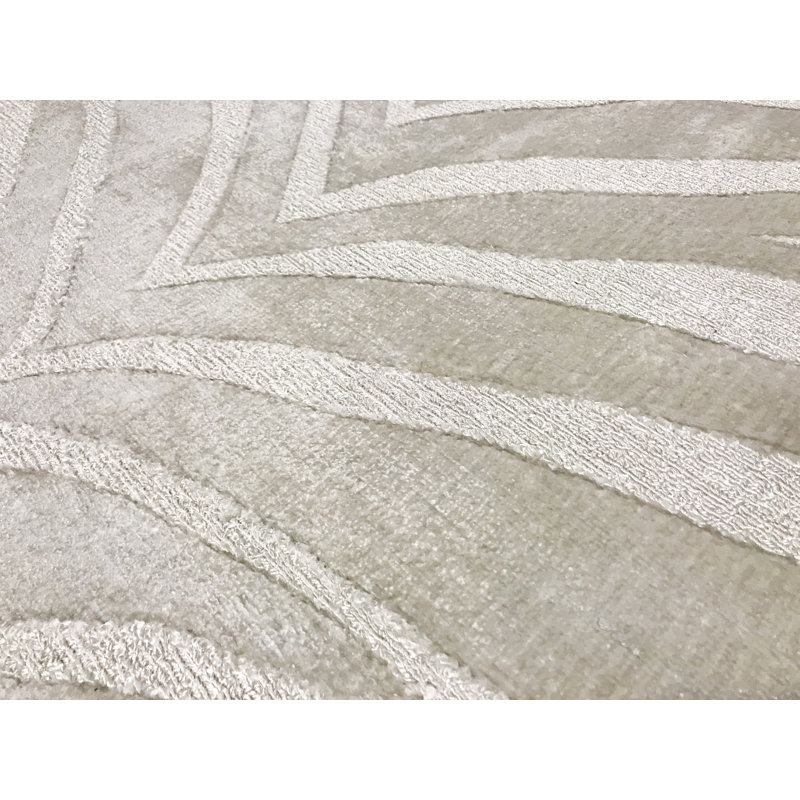 Tapis ivoire noué à la main de haute qualité, Rectangle 5 pi 9 po x 8 pi 9 po