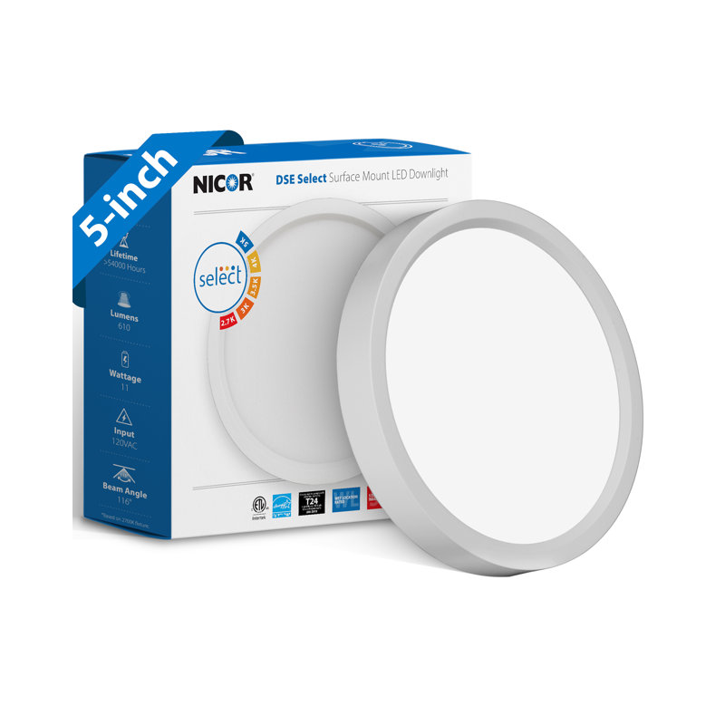 Kocher LED Flush Mount, White, 0.67" H x 5.35" W x 5.35" D