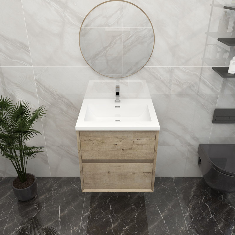 Ensemble de meuble-lavabo simple 23 po mural, Chêne blanc