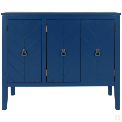 Buffet de rangement réglable avec 3 poignées rétro en métal et 4 pieds en bois de pin, pour l'entrée, le salon, la salle d'étude, la salle à manger