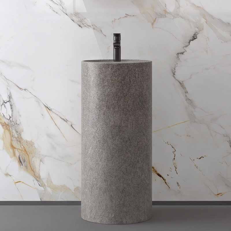 Lavabo de salle de bain 16 "à piédestal Bahroom Sink avec trou pour robinet