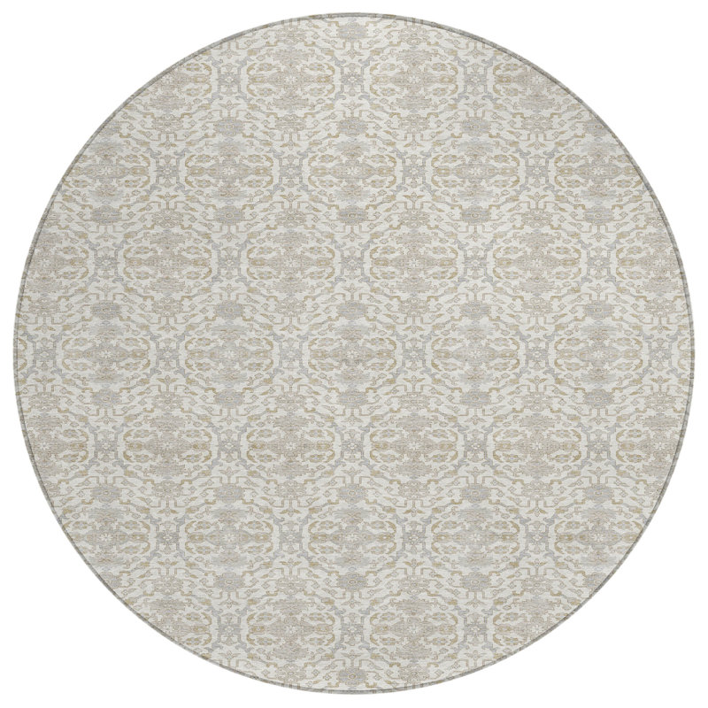 Machine Washable Indoor/Outdoor Chantille ACN2917 Lattice Rug, Ivory, 8' Round