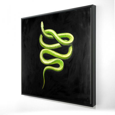 «Green Snake» - décor de toile encadrée animaux contemporains