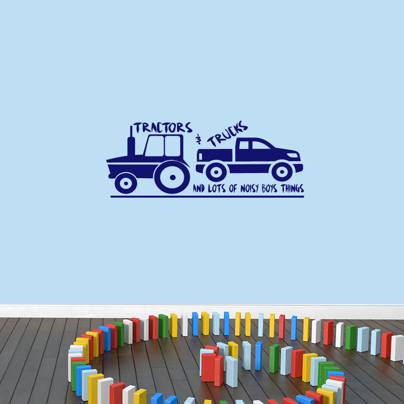 Décalcomanie murale tracteurs et camions, Bleu marine