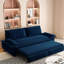 Canapé-lit multifonctionnel bleu de 73,2 po, revêtement en velours, support confortable, grand lit peu encombrant, tissu, éponge haute, facile à utiliser