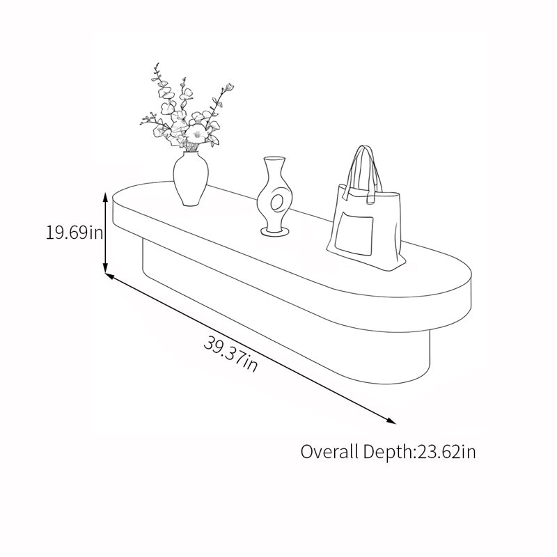 Présentoir elliptique minimaliste de couleur unie, H 19,69 po x l 39,37 po x P 23,62 po