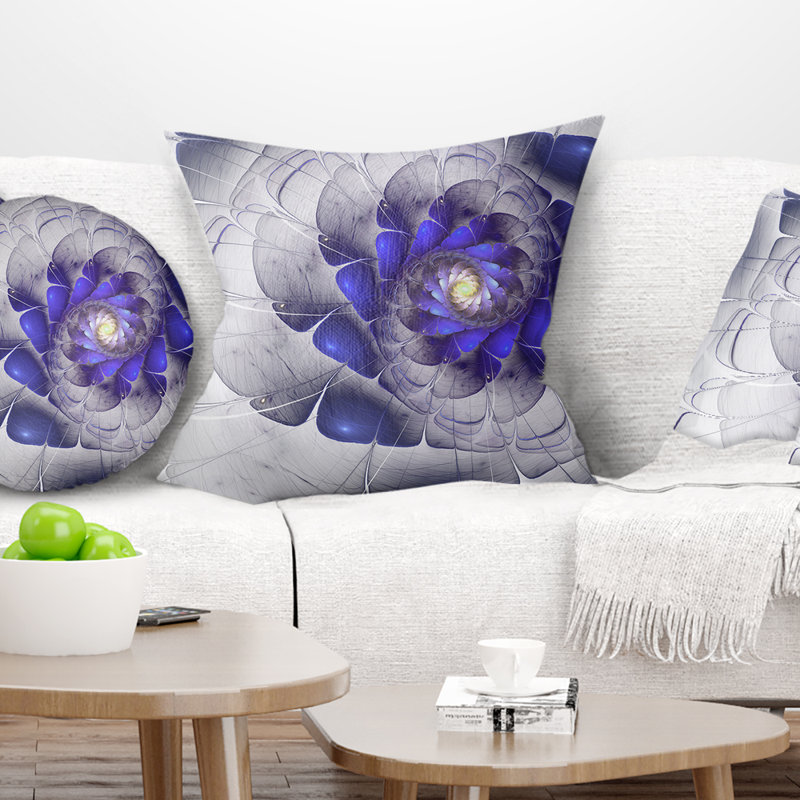 Coussin décoratif floral à fleurs fractales, 16 po x 1 po, Coussin décoratif