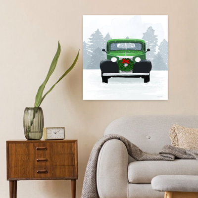 Art rétro de paysage de voiture rétro vintage de Noël