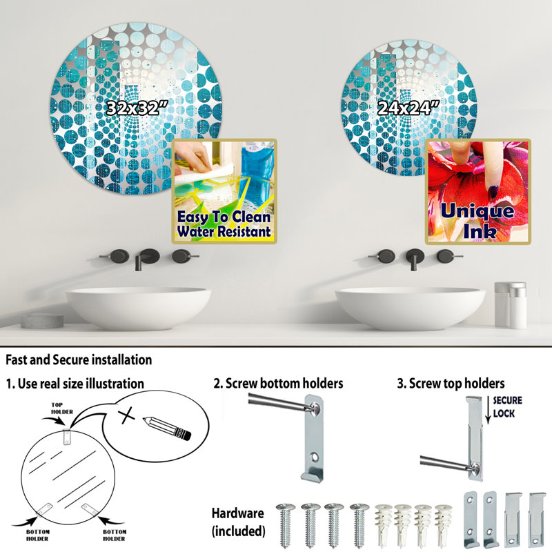 Faulkland - Miroir décoratif à cercles concentriques, 31,4 po x 31,4 po