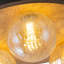 3-Light Glass Goble Wooden Round Flush Mount-364484095