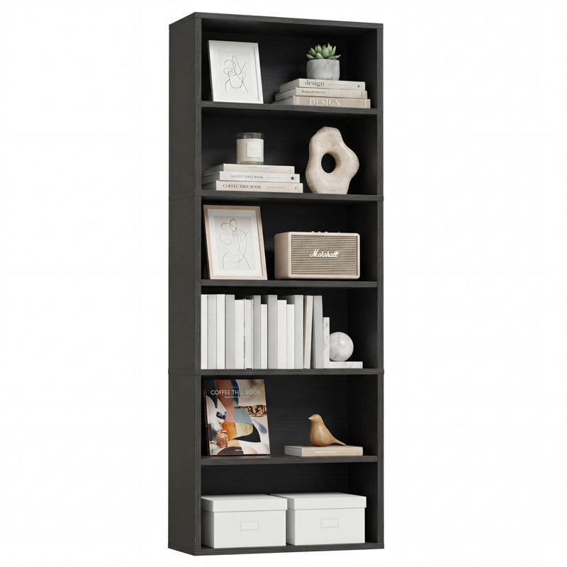 Bibliothèque standard de 180 cm (H) x 58 cm (L), tablette de rangement robuste pour chambre, salon, bureau à domicile, Noir